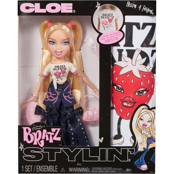 Bratz Stylin' Cloe mit anpassbarem T-Shirt und Modeaccessoires für Mädchen