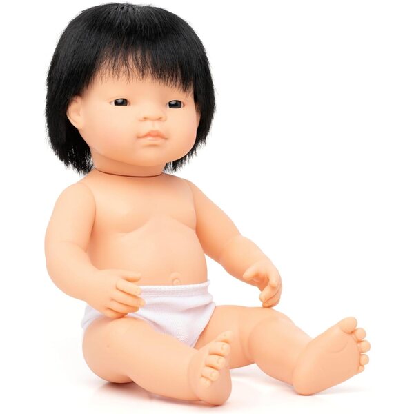 Miniland Asiatische Babypuppe 38 cm mit beweglichen Armen und Beinen für Kinder