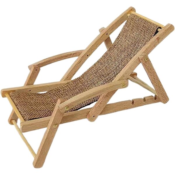 Mini Sedia da Spiaggia in Legno - Poltrona Lounge Decorativa per Case delle Bambole