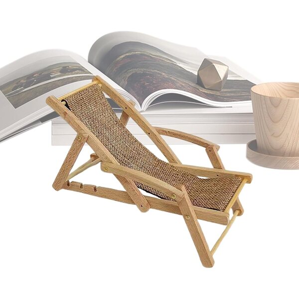 Mini Sedia da Spiaggia in Legno - Poltrona Lounge Decorativa per Case delle Bambole