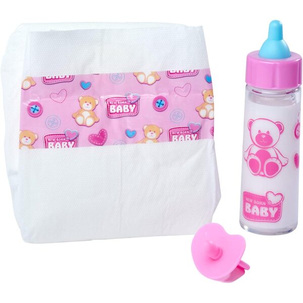 Simba New Born Baby First Nursing Set per Bambole 38-43 cm con Biberon, Pannolino e Succhietto