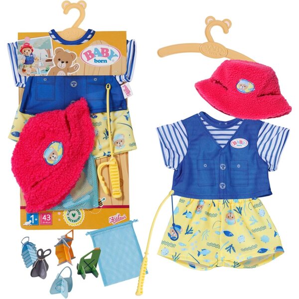 BABY born Bär Angler-Outfit per Bambole 43 cm con Accessori per Gioco Ecologico