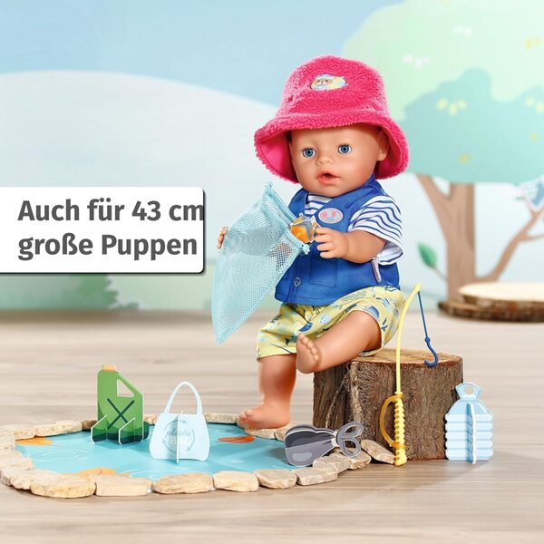 BABY born Bär Angler-Outfit per Bambole 43 cm con Accessori per Gioco Ecologico