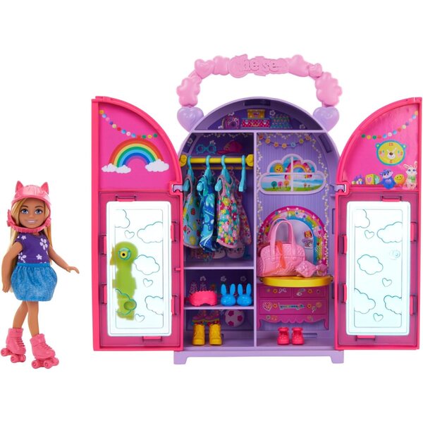 Barbie Chelsea con Kleiderschrank 17 pezzi set moda e accessori gioco pieghevole