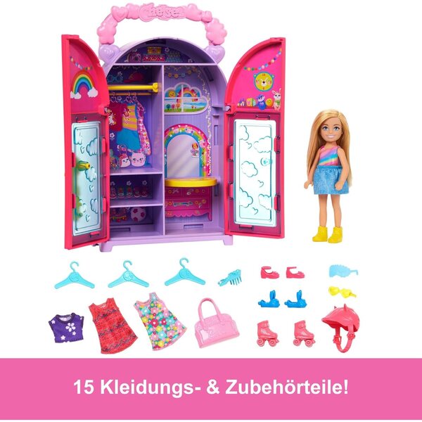 Barbie Chelsea con Kleiderschrank 17 pezzi set moda e accessori gioco pieghevole