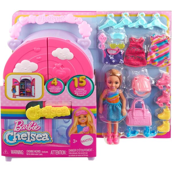 Barbie Chelsea con Kleiderschrank 17 pezzi set moda e accessori gioco pieghevole