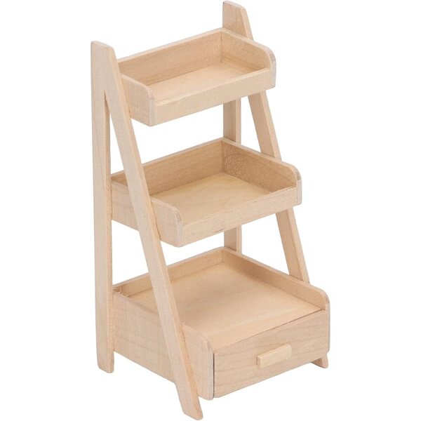 Scaffale in Legno per Fiori Casa delle Bambole 3 Livelli con Cassetti Portaoggetti 1/12