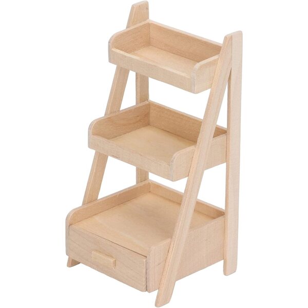 Scaffale in Legno per Fiori Casa delle Bambole 3 Livelli con Cassetti Portaoggetti 1/12