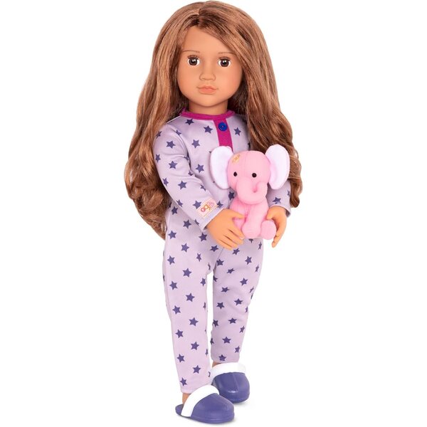 Our Generation Maria - Poupée 46 cm avec pyjama et éléphant en tissu pour enfant