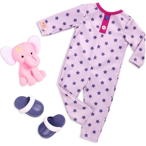 Our Generation Maria - Poupée 46 cm avec pyjama et éléphant en tissu pour enfant