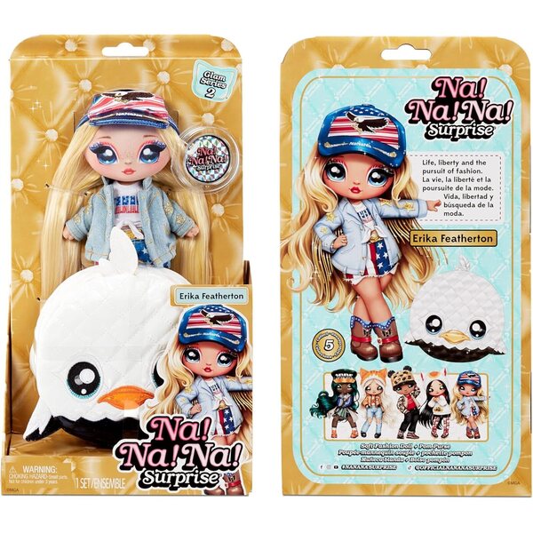 Nein! Nein! Nein! Surprise Glam Serie 2 – Erika Featherton, Modepuppe mit Metalltasche