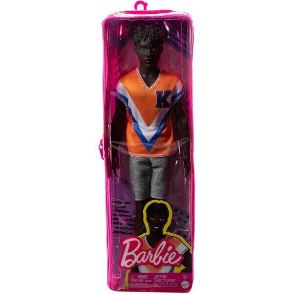 Ken Fashionistas Barbie mit schwarzen Haaren und sportlichem Look, Geschenk für Kinder ab 3 Jahren