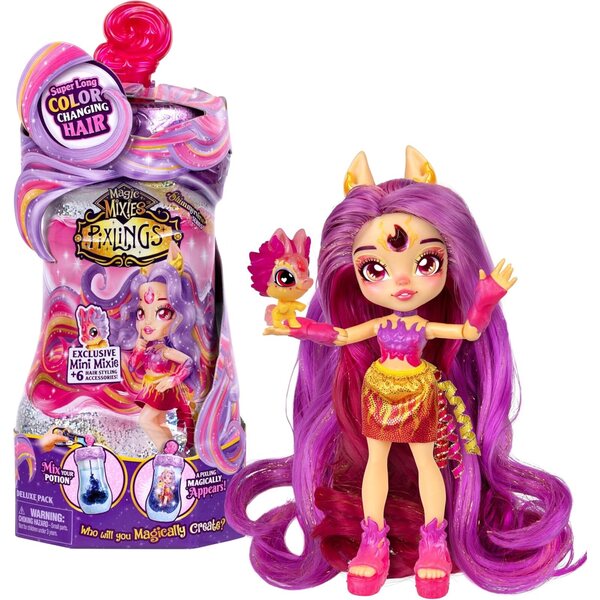 Magic Mixies Pixlings Deluxe Pippa The Firehorse con Pigling e Mini Mixie Flare
