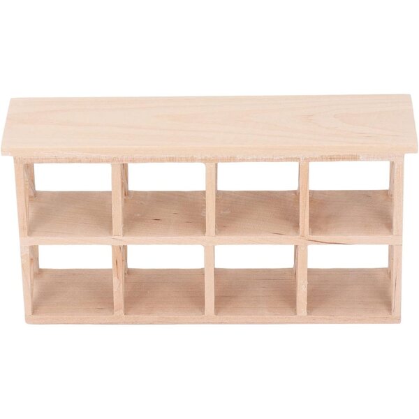Scaffale in legno di betulla per casa delle bambole in scala 1:12, mini libreria decorativa