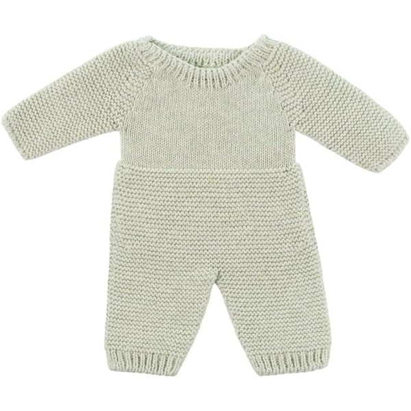 Grüner Miniland-Strickpyjama für 32-cm-Puppen aus umweltfreundlichen Recyclingfasern