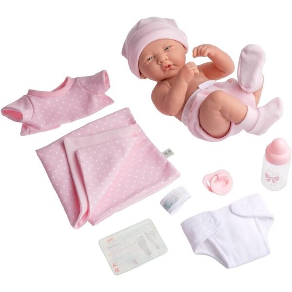 JC Toys Die neugeborene Puppe 38 cm mit Strickkleidung und komplettem Zubehör
