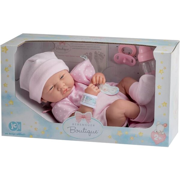 JC Toys Die neugeborene Puppe 38 cm mit Strickkleidung und komplettem Zubehör