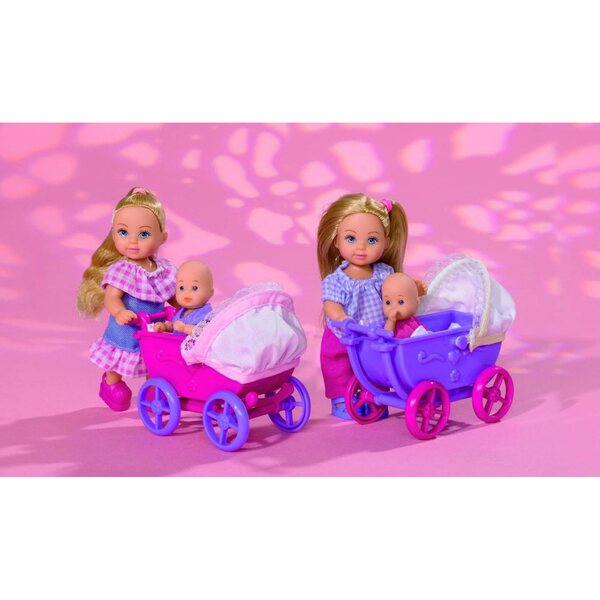 Simba Evi Love Doll Walk con Bambolewagen e Accessori, Pupo 12cm per Bambine 3+