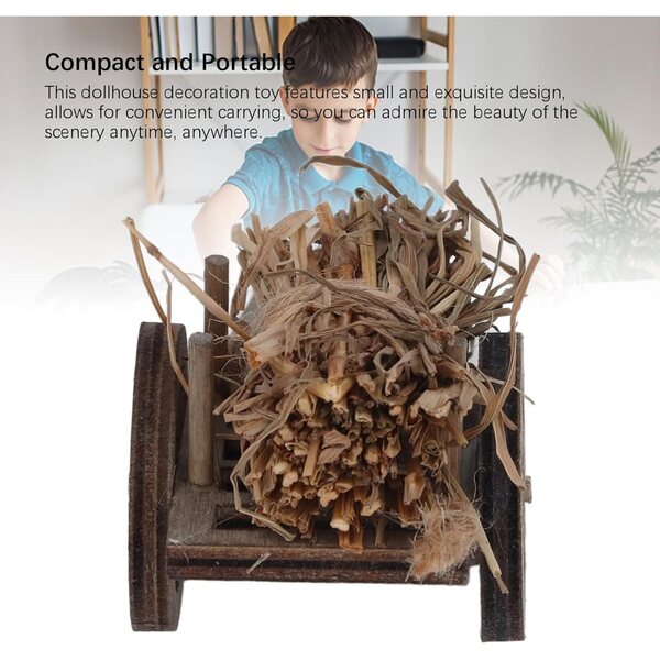 Carrello in Legno per Legna da Ardere Miniatura 1:12 per Casa delle Bambole Zhangpu