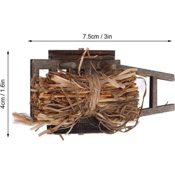Carrello in Legno per Legna da Ardere Miniatura 1:12 per Casa delle Bambole Zhangpu