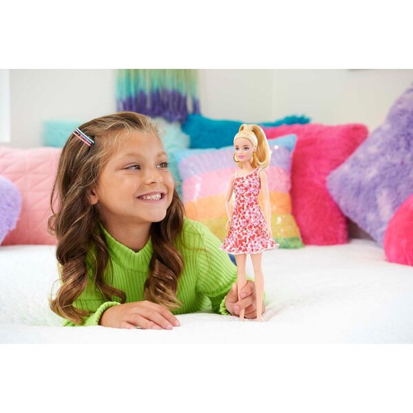 Barbie Fashionistas Nr. 205 mit hohem Pferd und Blumenkleid für Kinder