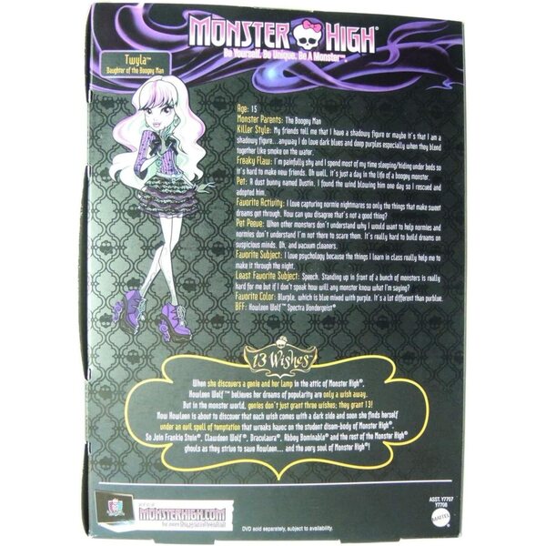 Monster High Twyla Doll figlia del Boogey Man con accessori e manto nero-viola