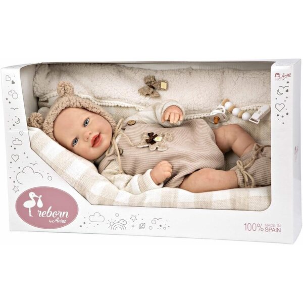Reborn Arias Rubén 45 cm große Puppe mit weichem Körper und Kissen für Kinder ab 3 Jahren