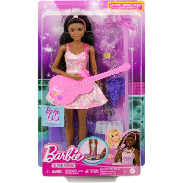 Barbie Popstar zum 65-jährigen Jubiläum mit Zubehör – Mikrofon, Gitarre und rosa Schuhen