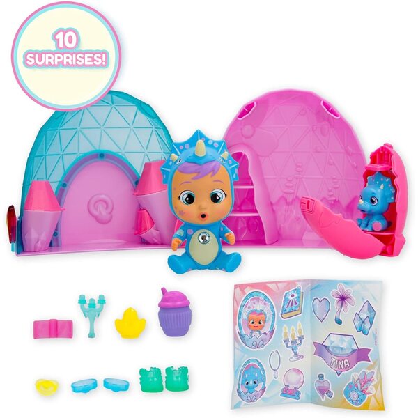 Cry Babies Magic Tears 904163 Mehrfarbige Dinosaurierpuppe mit Zubehör und Überraschung