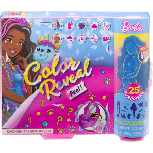 Barbie Color Reveal Fantasy Fashion Einhorn mit 25 Überraschungen und Zubehör