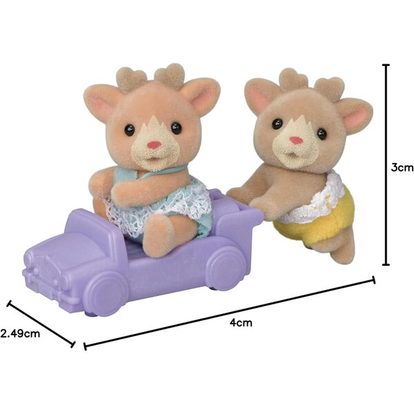 Sylvanian Families 5693 Rentier Zwillinge – Minipuppen mit Auto und beweglichem Kopf