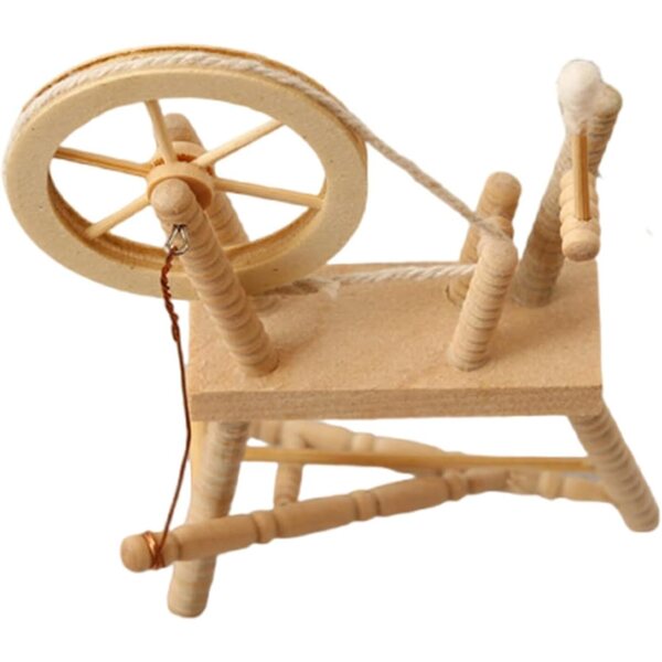 1/12 hölzernes Spinnradmodell für Puppenhäuser, Vintage-Dekoration