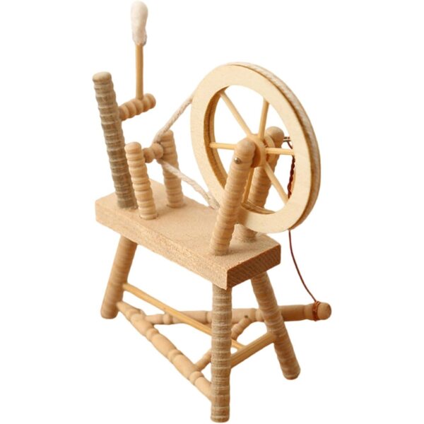 1/12 hölzernes Spinnradmodell für Puppenhäuser, Vintage-Dekoration