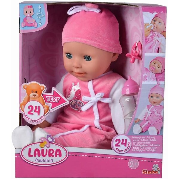 Simba Laura Puppe Babysprache 38 см с 24 Babylaute и включени аксесоари