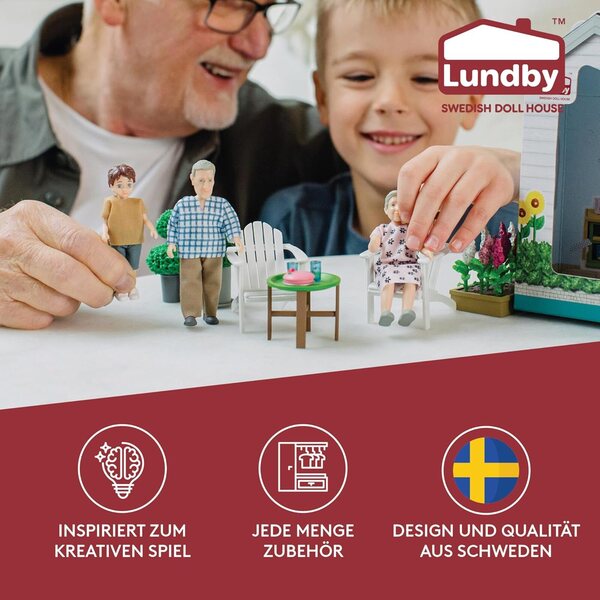 Großeltern Charlie Lundby Puppenhaus-Set: Flexible Puppen mit hochwertiger Kleidung