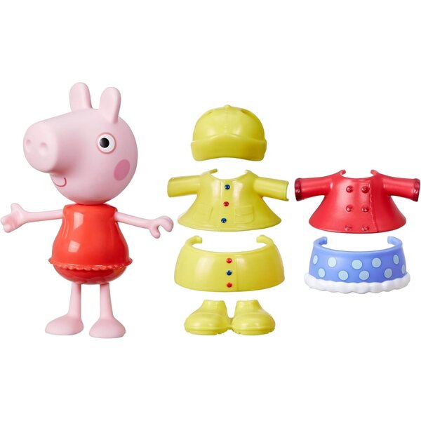 Peppa Pig divertimento nel vestirsi Figur 15 cm con 6 Accessori per Giorni di Pioggia e Neve