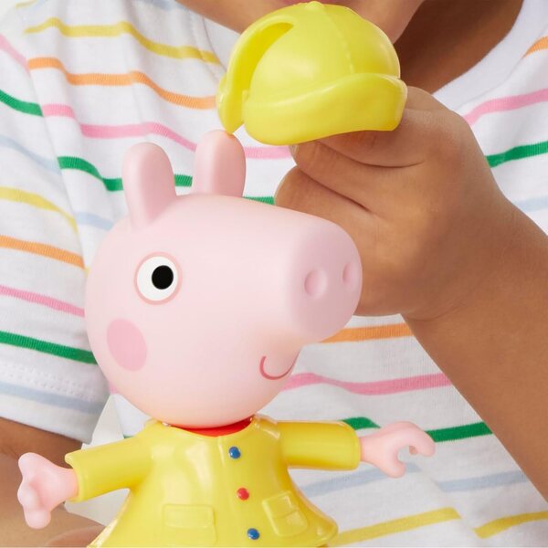 Peppa Pig divertimento nel vestirsi Figur 15 cm con 6 Accessori per Giorni di Pioggia e Neve