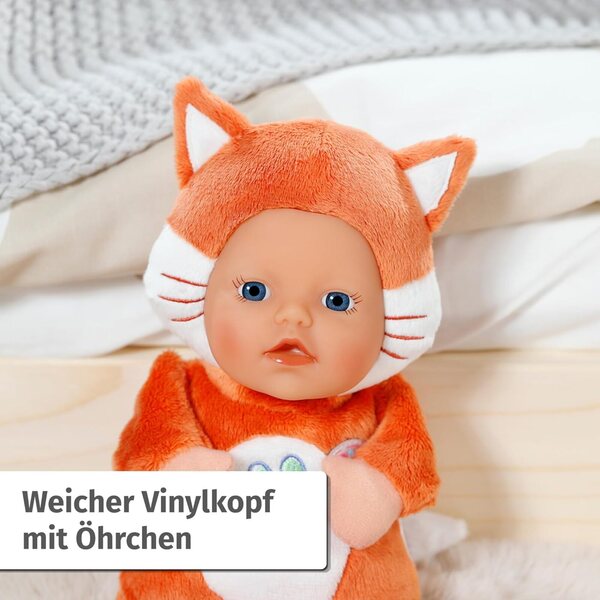 BABY Born Puppe Fuchs 26 cm weich mit Fingertaschen, perfekt für Neugeborene