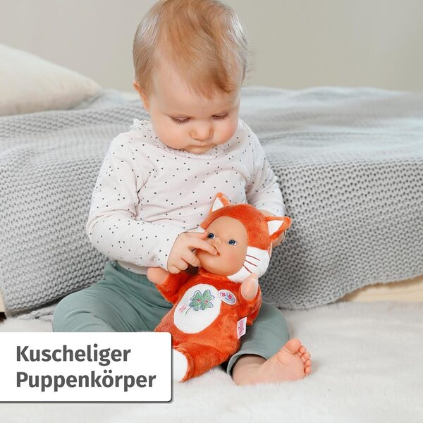 BABY Born Puppe Fuchs 26 cm weich mit Fingertaschen, perfekt für Neugeborene