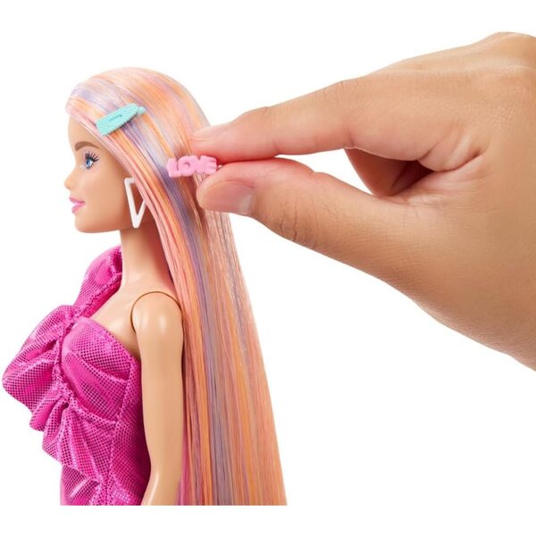 Barbie Totally Hair mit langen Regenbogenhaaren und 10 Modeaccessoires für Kinder ab 3 Jahren