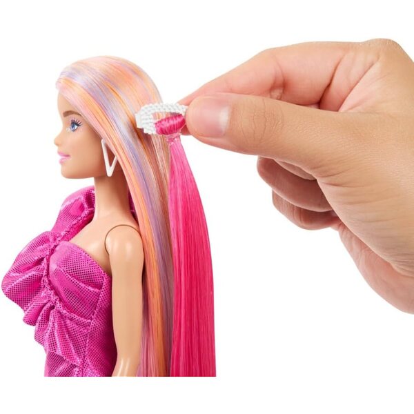Barbie Totally Hair mit langen Regenbogenhaaren und 10 Modeaccessoires für Kinder ab 3 Jahren