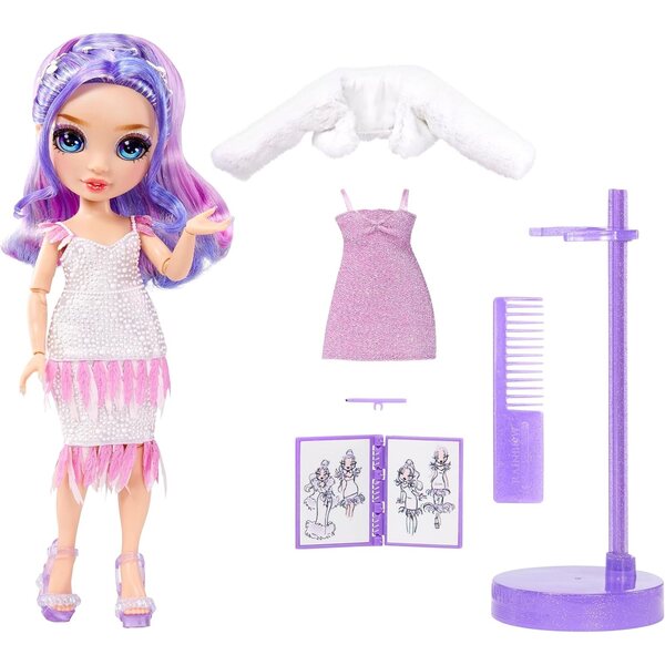 Rainbow High Fantastic Fashion Purple - Bambola di Moda con 2 Outfit e Stile Cartoon