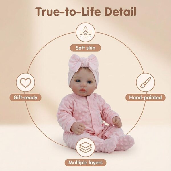 Lonian Reborn Baby 45 cm bambola realistica neonata con arti in vinile siliconico