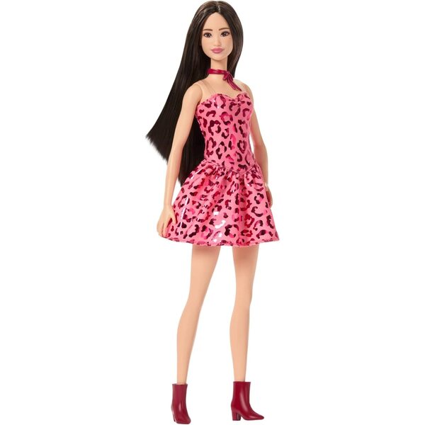 Barbie Fashionistas Puppe Nr. 246 in rosa Kleid mit gepunkteten und trendigen Accessoires