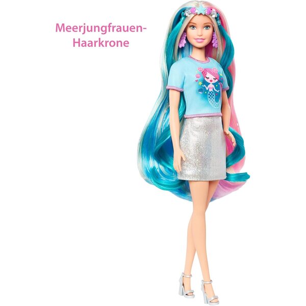 Barbie Fantasia con Look Unicorno e Sirena, Accessori e Vestiti per Bambini 3+