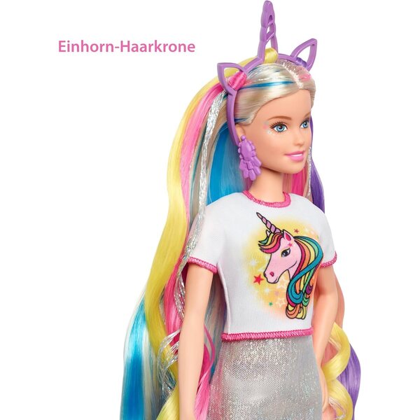 Barbie Fantasia con Look Unicorno e Sirena, Accessori e Vestiti per Bambini 3+