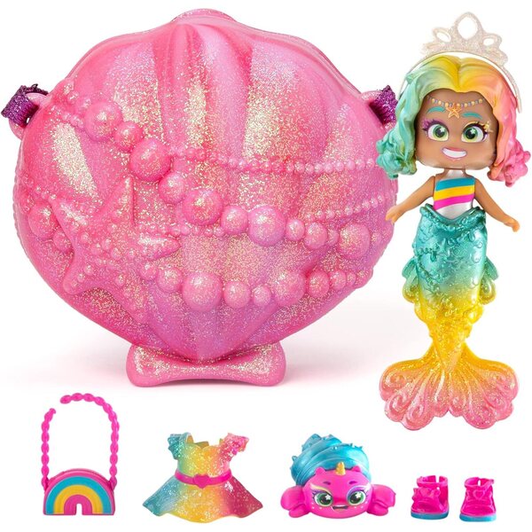 KOOKYLOOS Mermaids Coral – Meerjungfrauenpuppe mit Schwanz, Muscheltasche und Zubehör