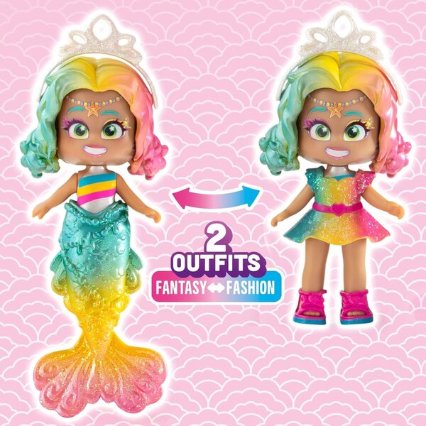 KOOKYLOOS Mermaids Coral – Meerjungfrauenpuppe mit Schwanz, Muscheltasche und Zubehör