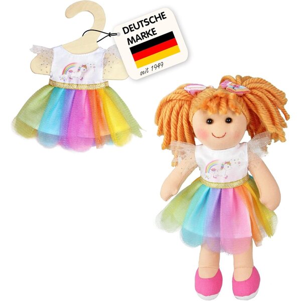 Heless Puppenkleid 20-25 cm mit Einhorn Henri, Regenbogentüll und goldenen Details
