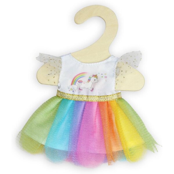 Heless Puppenkleid 20-25 cm mit Einhorn Henri, Regenbogentüll und goldenen Details